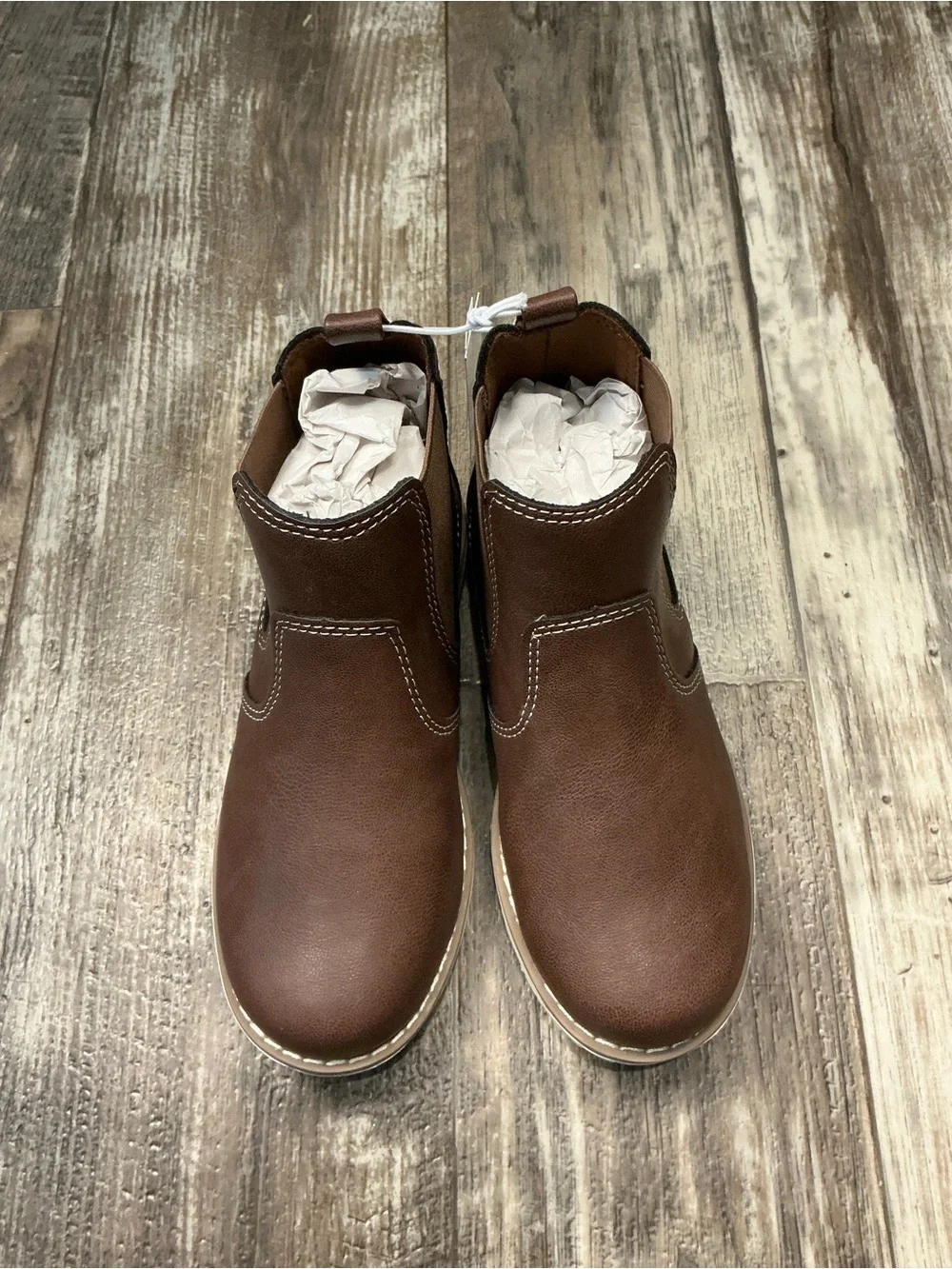 Old Navy Kid’s Brown Faux Leather Chelsea Slip on Boots Size 13